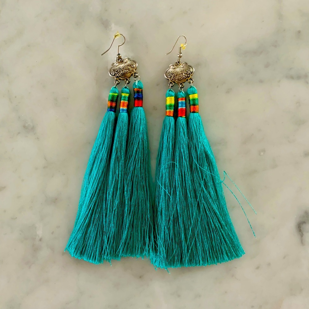 HANDMADE artisanal boho fringe earrings